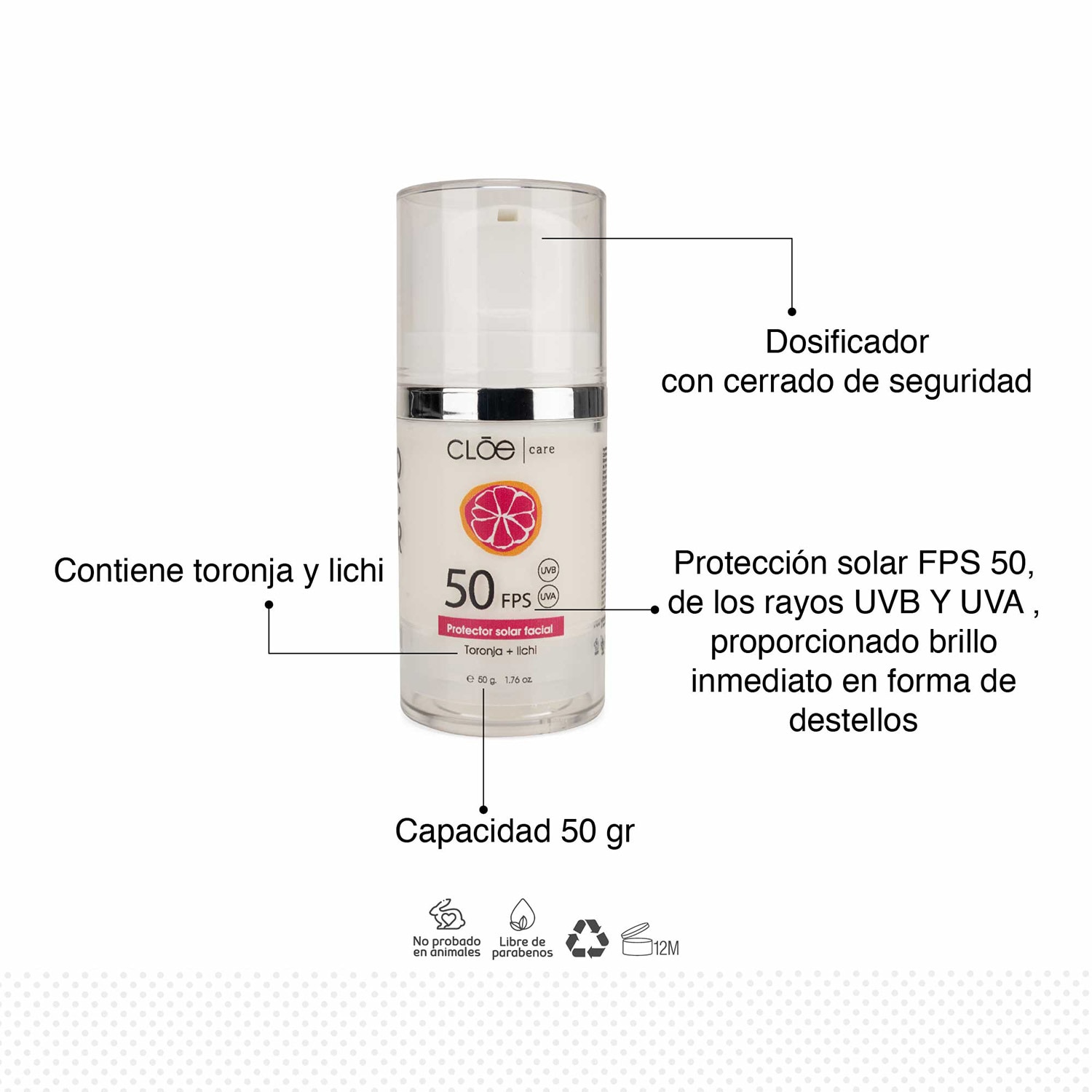 PROTECTOR SOLAR FACIAL 50 FPS + FILTROS UV CLOE CARE (PROTECTOR SOLAR FACIAL FPS 50)